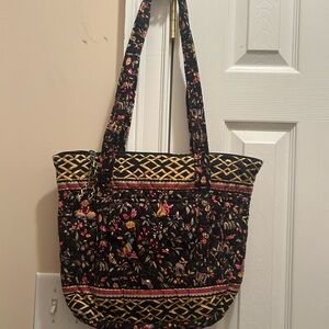 Vera Bradley Vintage (2001) Ming Paddy Black Floral Tote (retired)